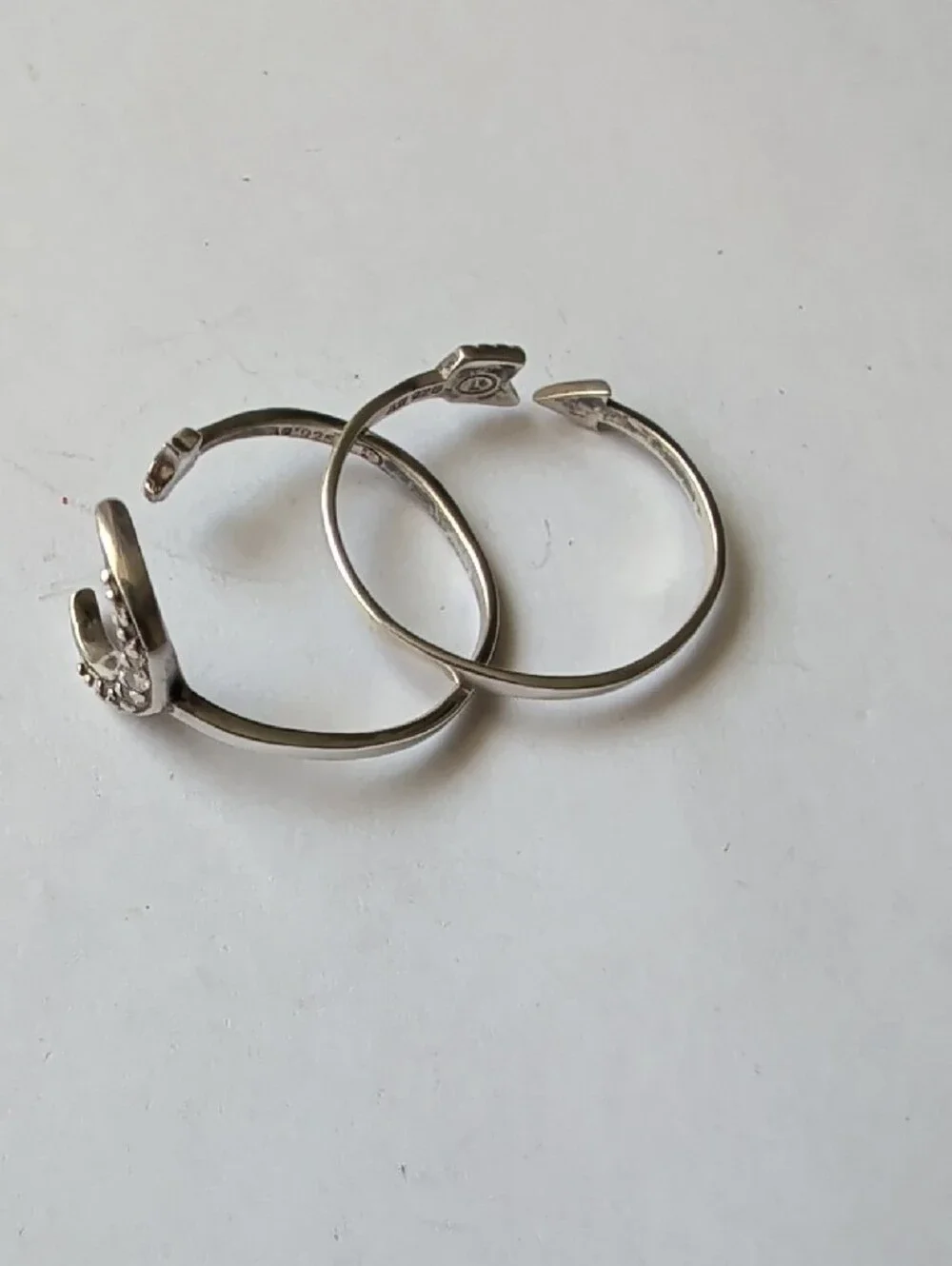 Sterling Silver Moon & Arrow Open Rings - Silver